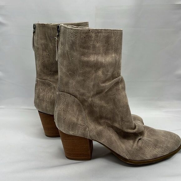 Tan Mid Calf Faux Snake Slouch Very G Heeled Boots - Picture 3 of 9